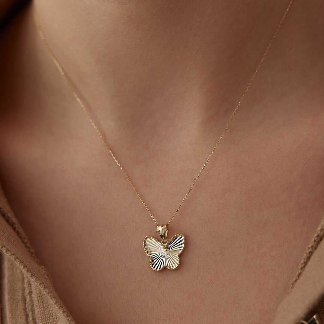 14k Gold Butterfly Necklace