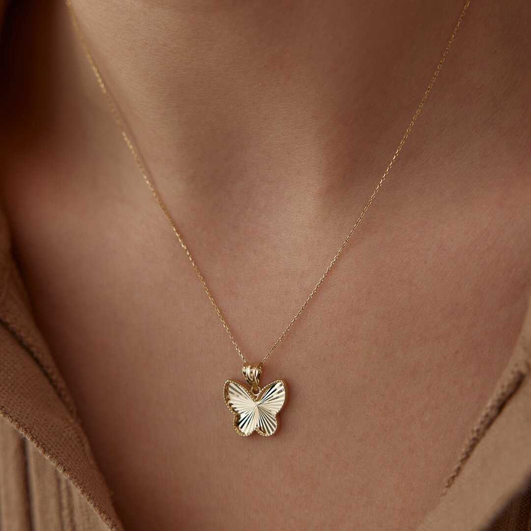 14k Gold Butterfly Necklace
