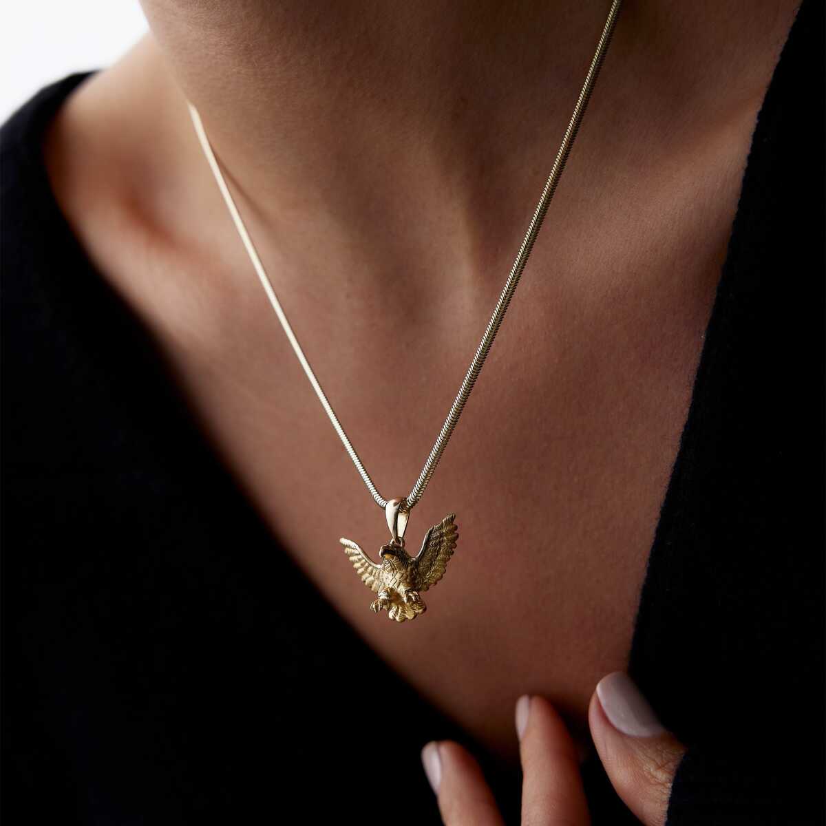 14k Gold Large Eagle Necklace