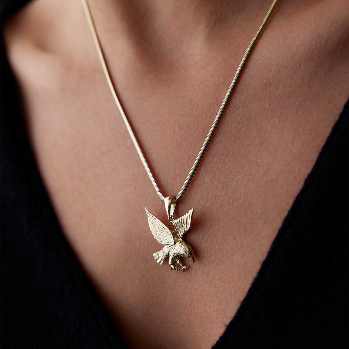 14k Gold 14k Solid Gold Eagle Medallion Necklace