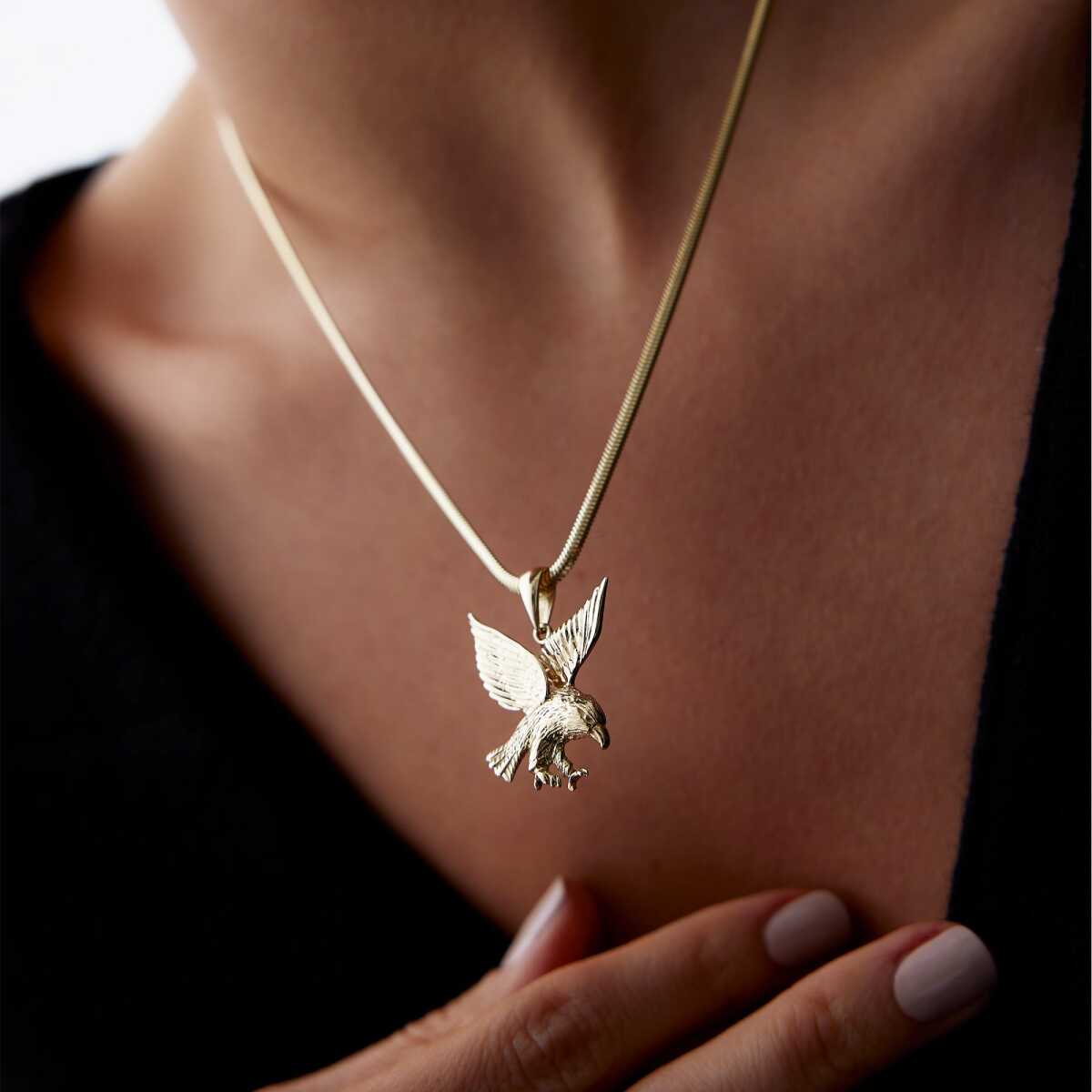 14k Gold 14k Solid Gold Eagle Medallion Necklace