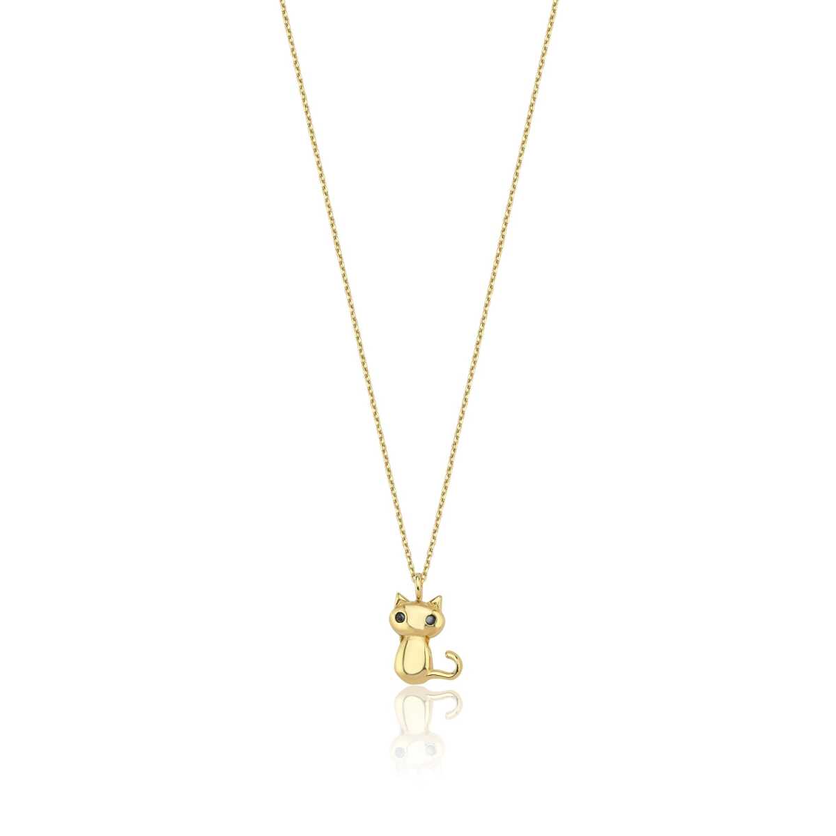 14k Gold Cat Necklace