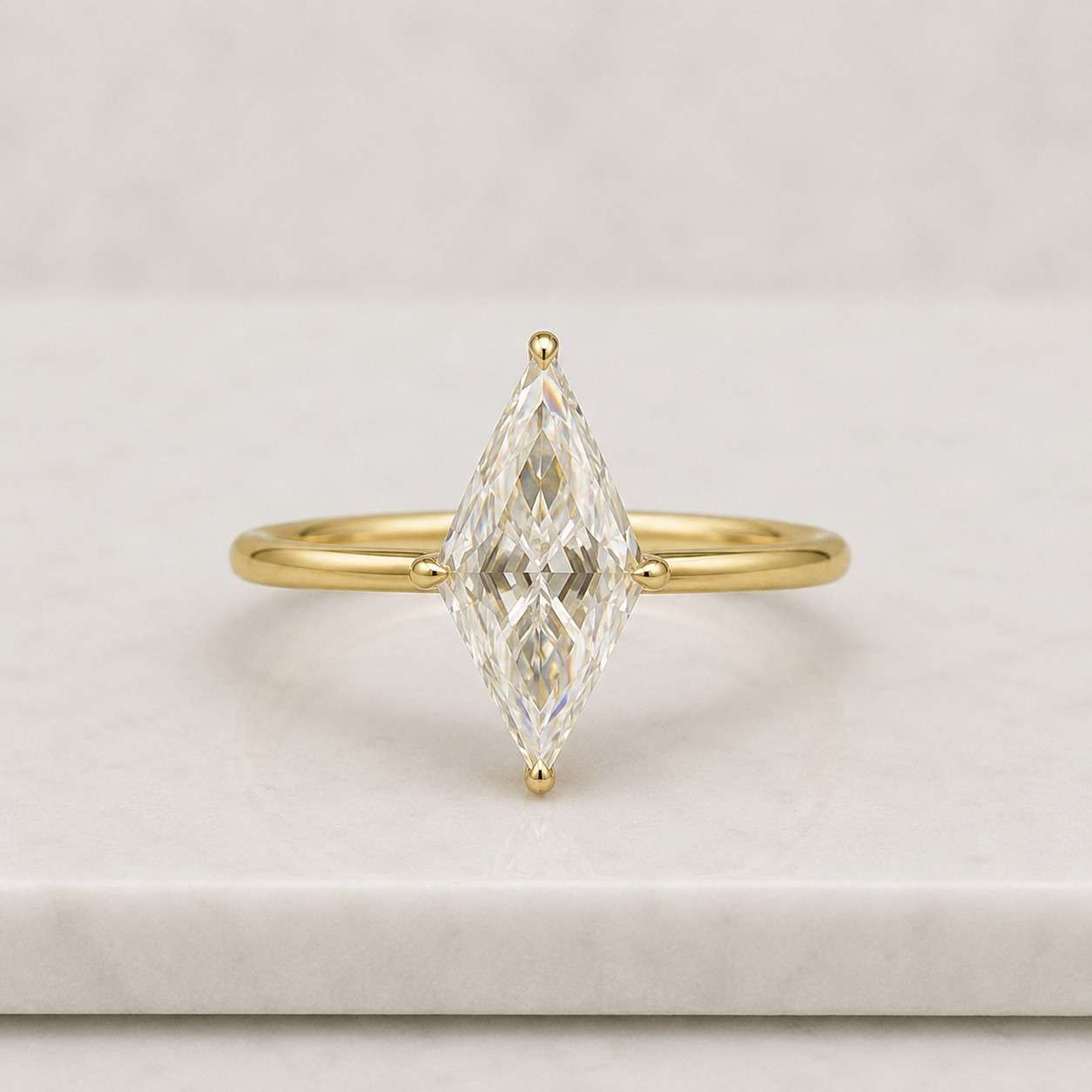 Lozenge Cut Lab Grown Diamond Solitaire Engagement Ring