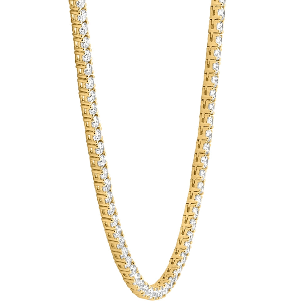 20Ct Round Diamond Tennis Necklace 14k Yellow Gold Lab Grown
