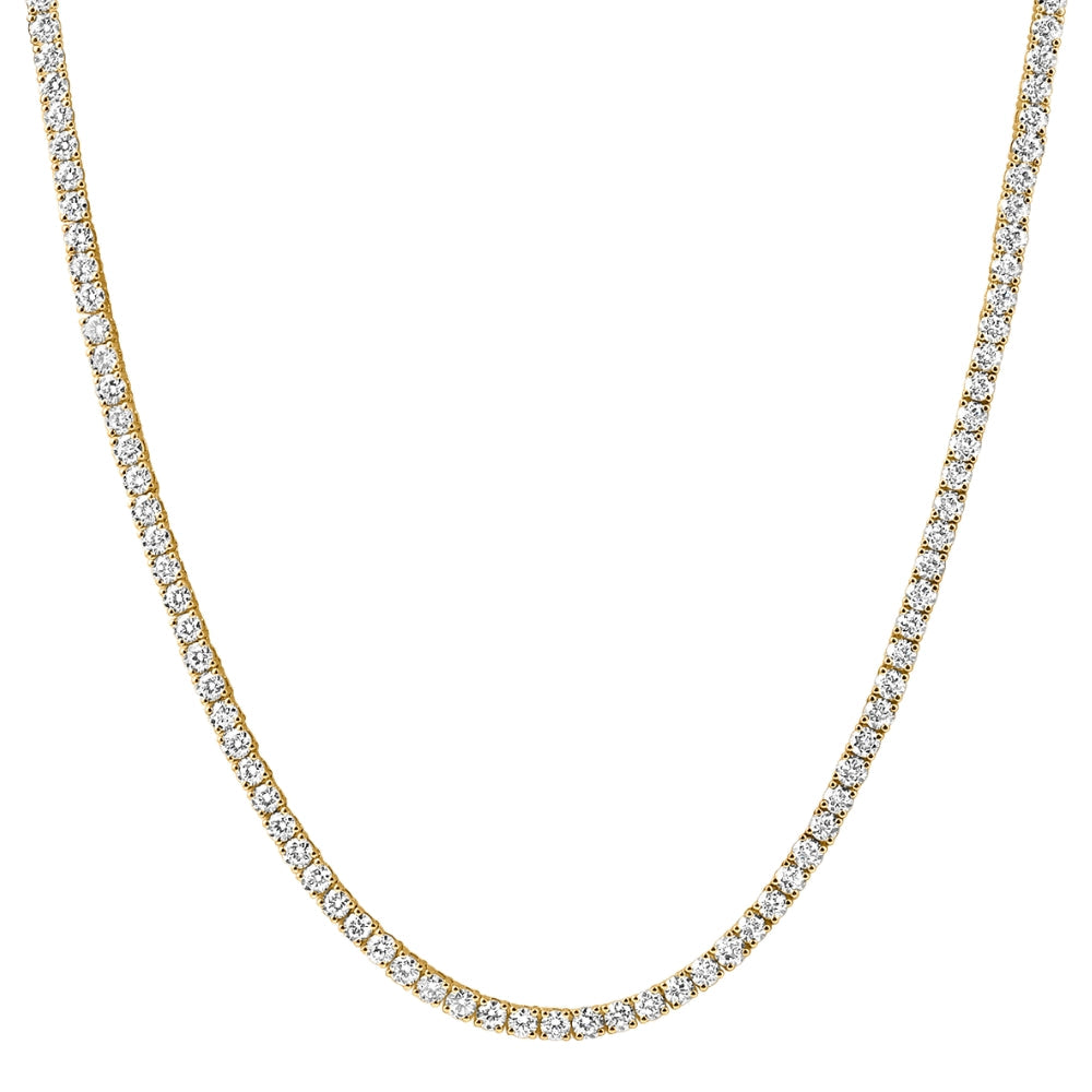 20Ct Round Diamond Tennis Necklace 14k Yellow Gold Lab Grown