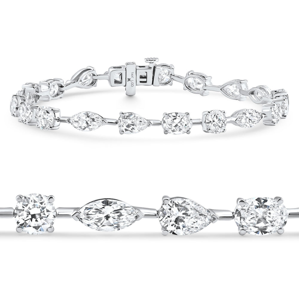 10Ct Mixed Cut Diamond Tennis Bracelet 7" 14k White Gold Lab Grown