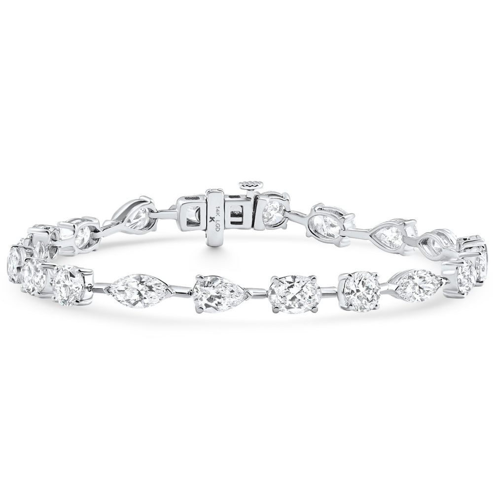 10Ct Mixed Cut Diamond Tennis Bracelet 7" 14k White Gold Lab Grown