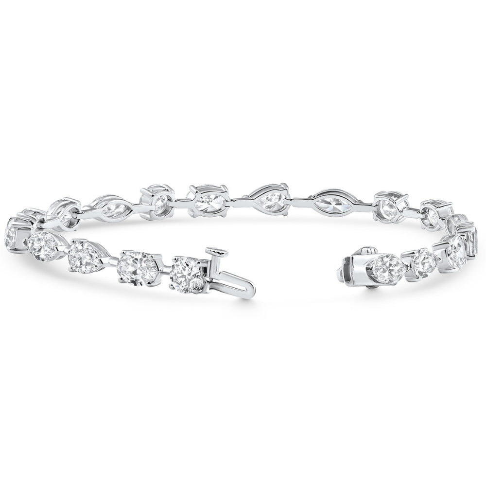 10Ct Mixed Cut Diamond Tennis Bracelet 7" 14k White Gold Lab Grown