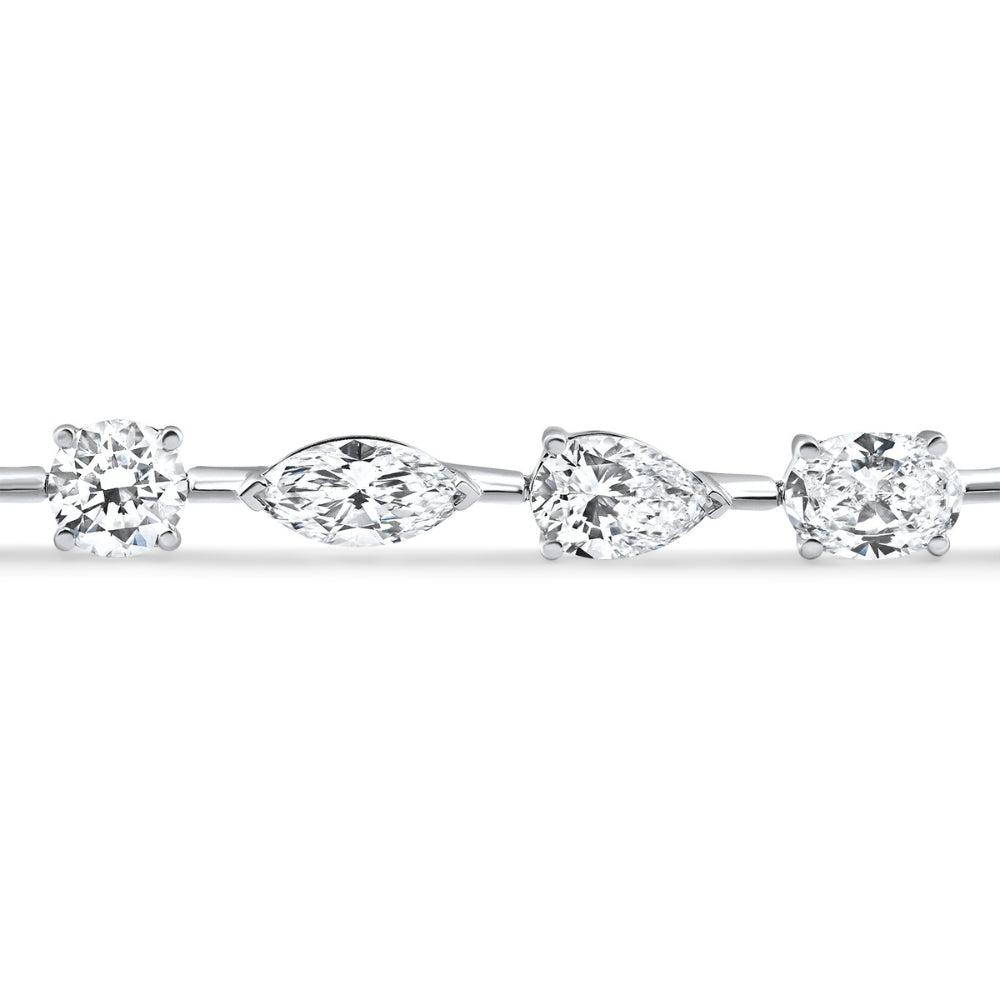 10Ct Mixed Cut Diamond Tennis Bracelet 7" 14k White Gold Lab Grown