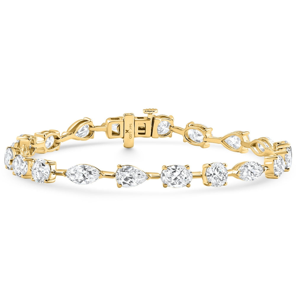 10Ct Mixed Cut Diamond Tennis Bracelet 7" 14k Yellow Gold Lab Grown