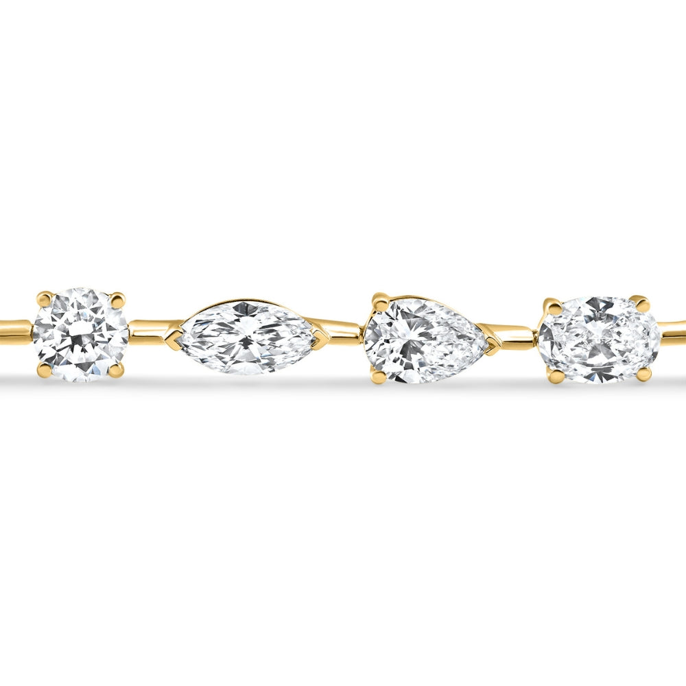 10Ct Mixed Cut Diamond Tennis Bracelet 7" 14k Yellow Gold Lab Grown