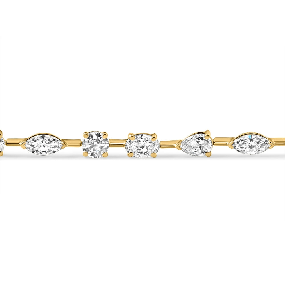 8Ct Mixed Cut Diamond Tennis Bracelet 7" 14k Yellow Gold Lab Grown