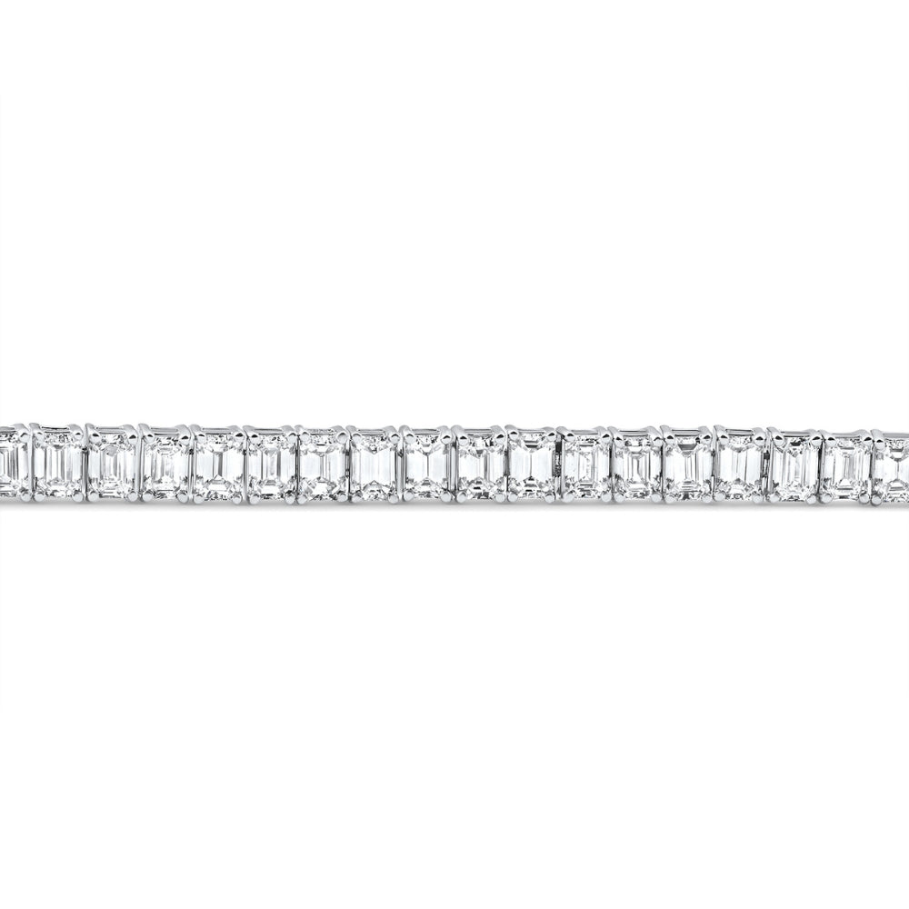 7Ct Emerald Cut Diamond Tennis Bracelet 7" 14k White Gold