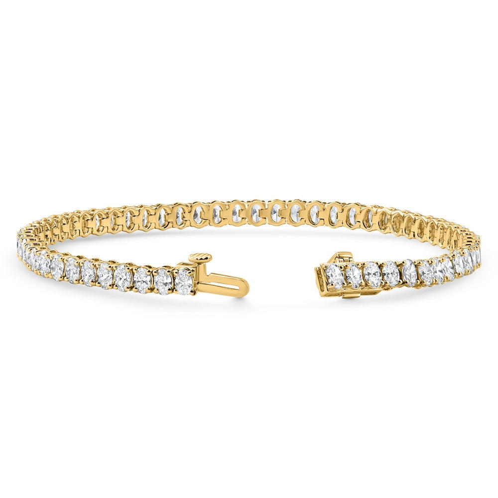 6Ct Oval Cut Diamond Tennis Bracelet 14k Yellow Gold Lab Grown 7"