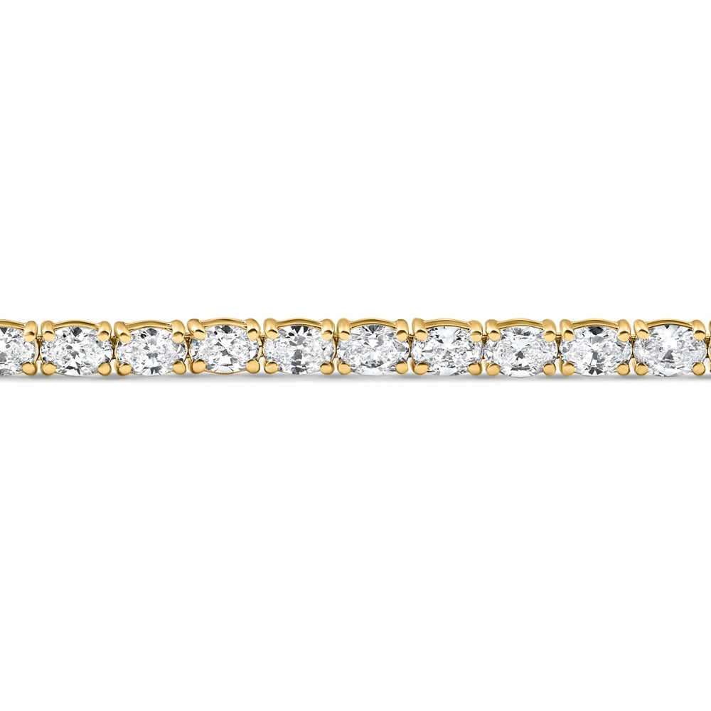 10.75Ct Oval Cut Diamond Tennis Bracelet 7" 14k Yellow Gold Lab Grown