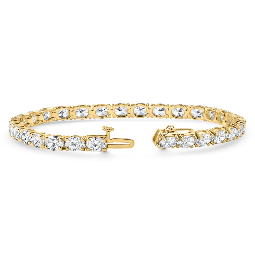 10.75Ct Oval Cut Diamond Tennis Bracelet 7" 14k Yellow Gold Lab Grown