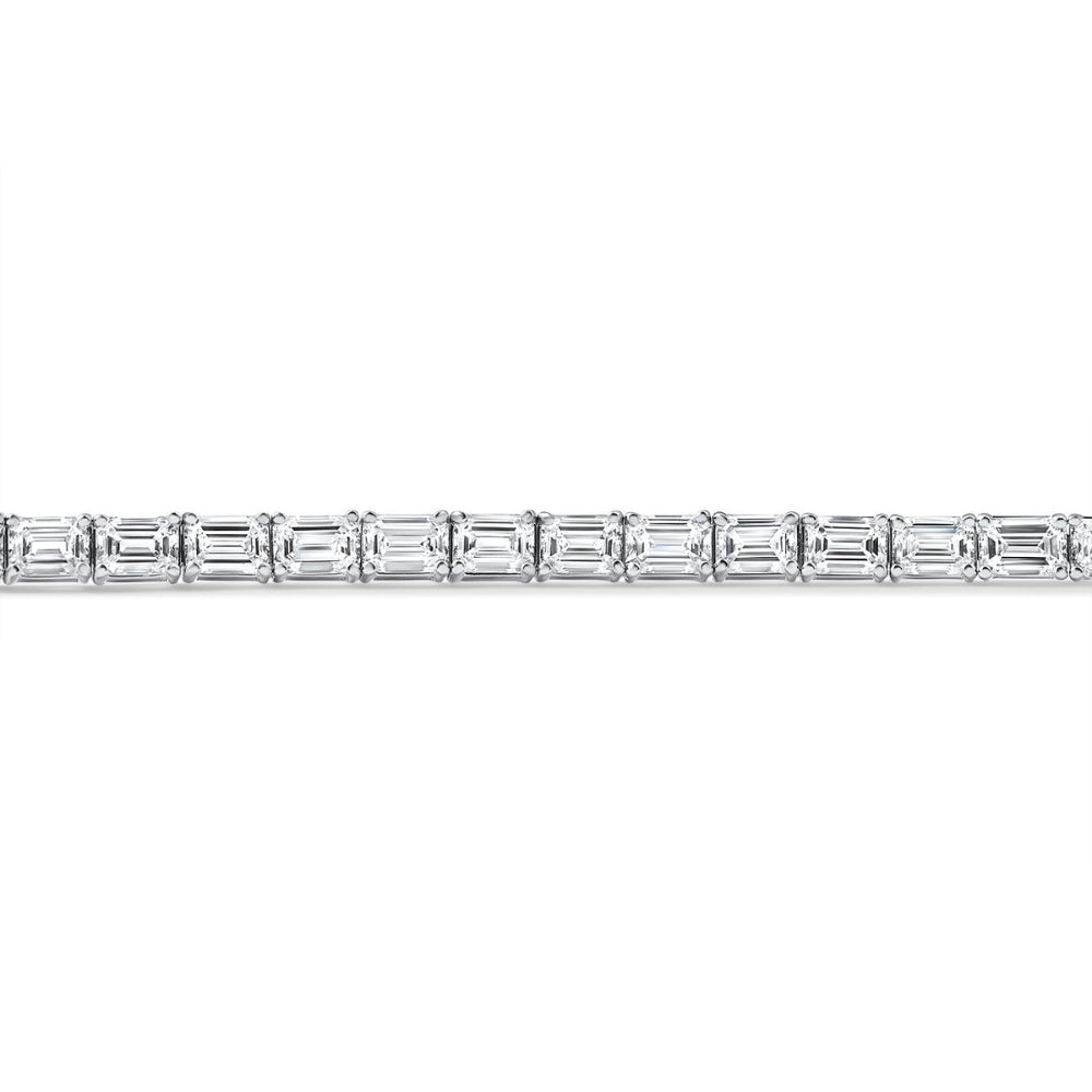 7Ct Emerald Cut Diamond East West Tennis Bracelet 14k White Gold Lab Grown
