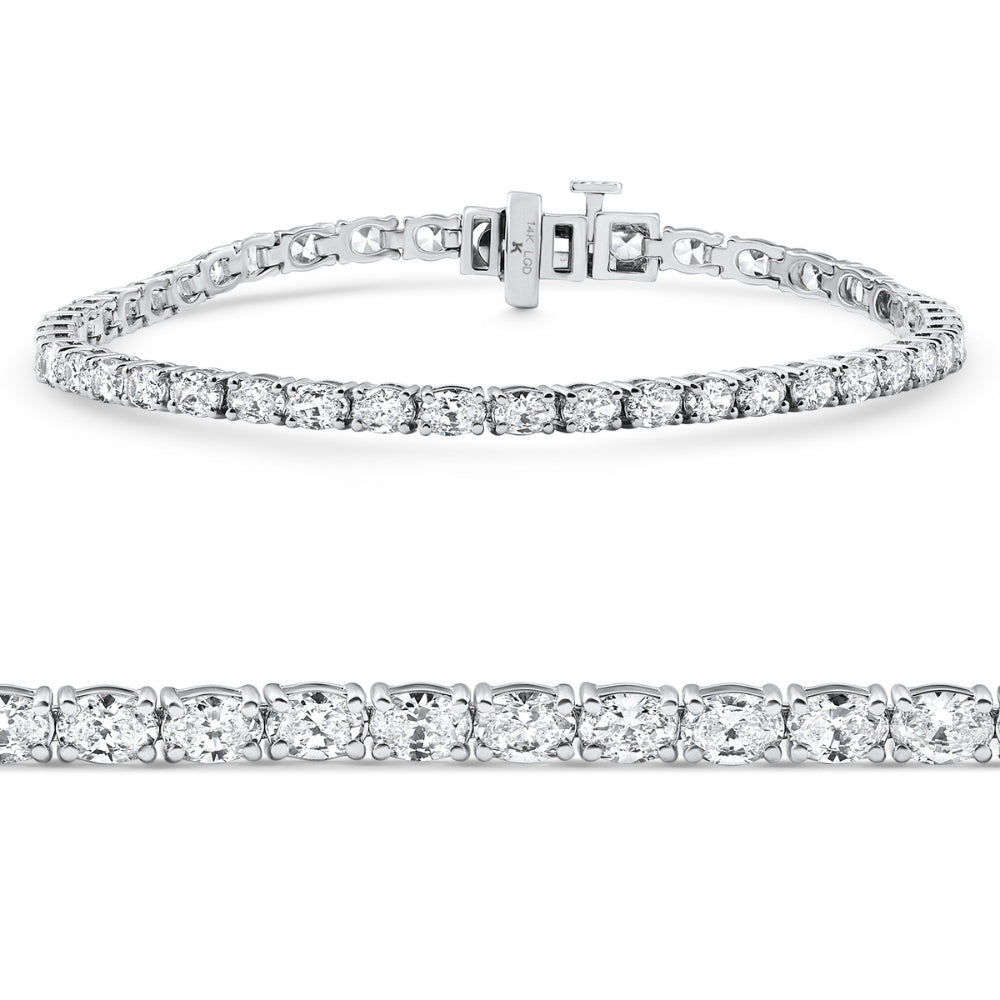 4 1/2Ct Oval Cut Diamond Tennis Bracelet 7" 14k White Gold Lab Grown