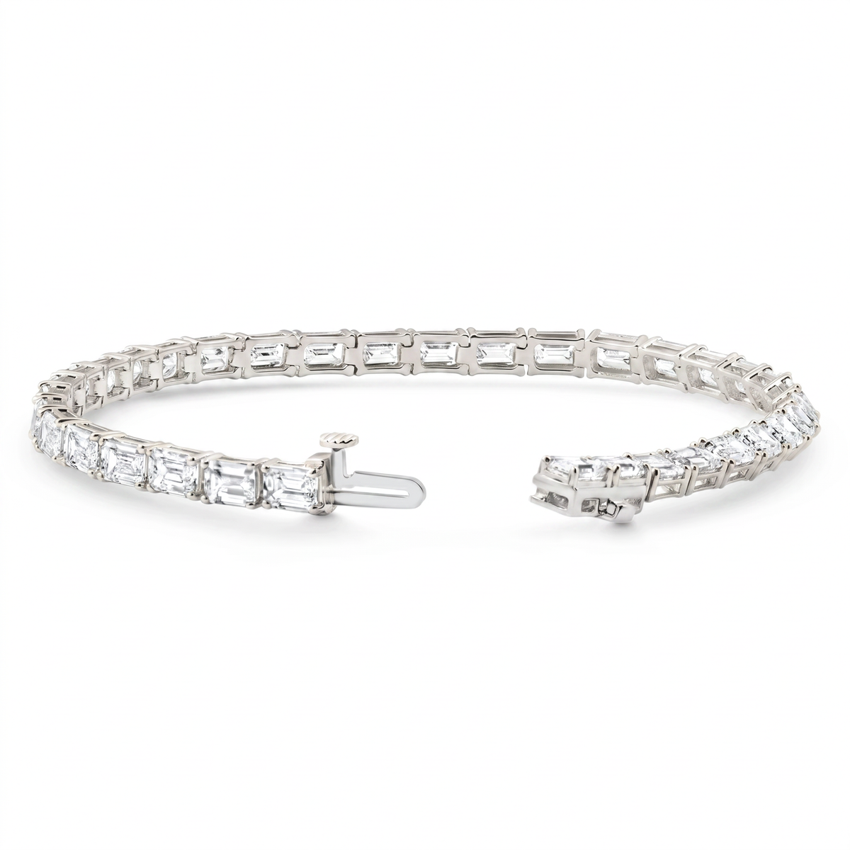 Certified 12.25Ct Emerald Cut Diamond Tennis Bracelet White Gold Lab Grown