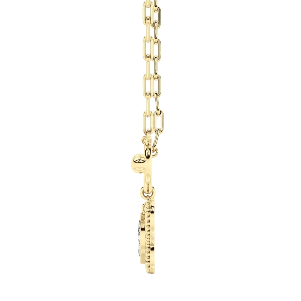 Certified 1Ct Diamond Marquise Solitaire Necklace 14k Yellow Gold 18"