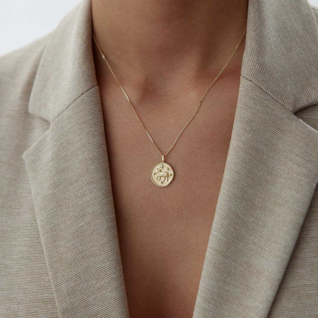 14k Gold Aries Necklace