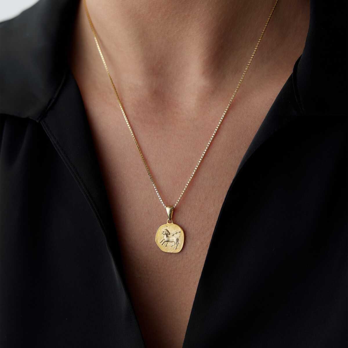 14k Gold Aries Zodiac Necklace
