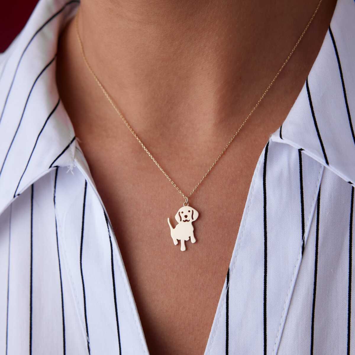 14k Gold Dog Necklace