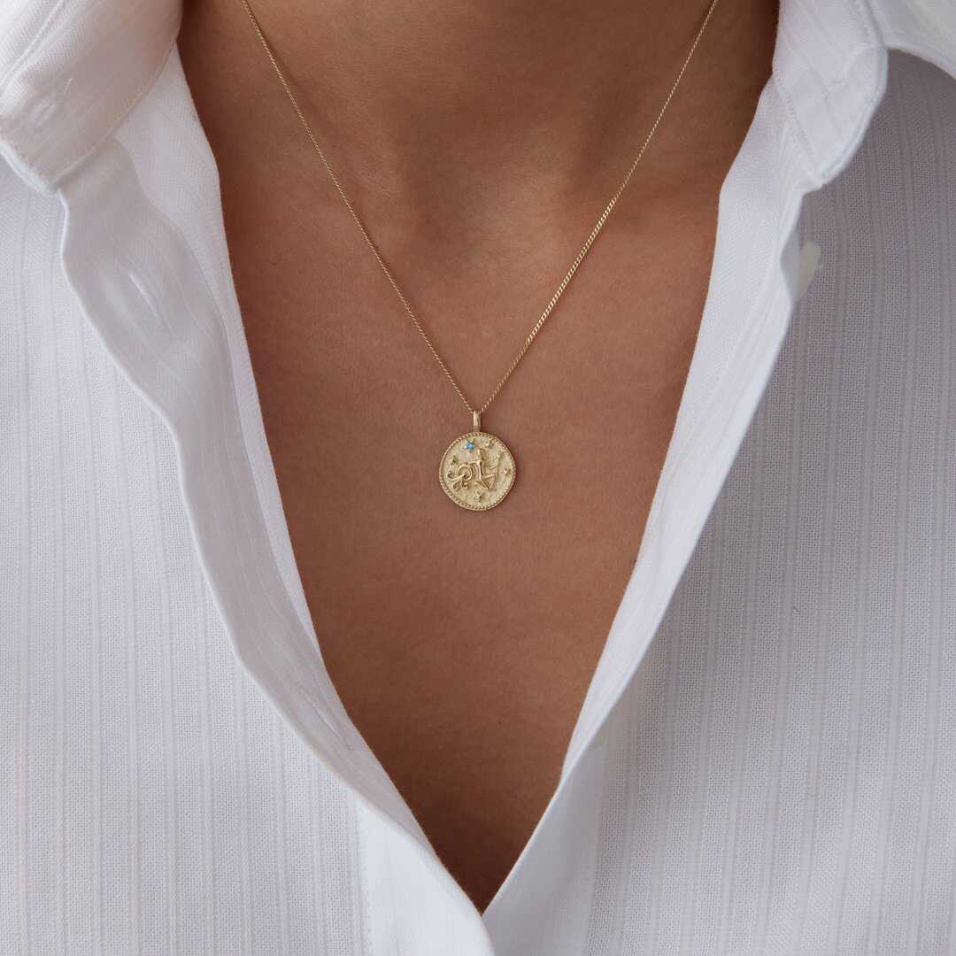 14k Gold Aquarius Necklace