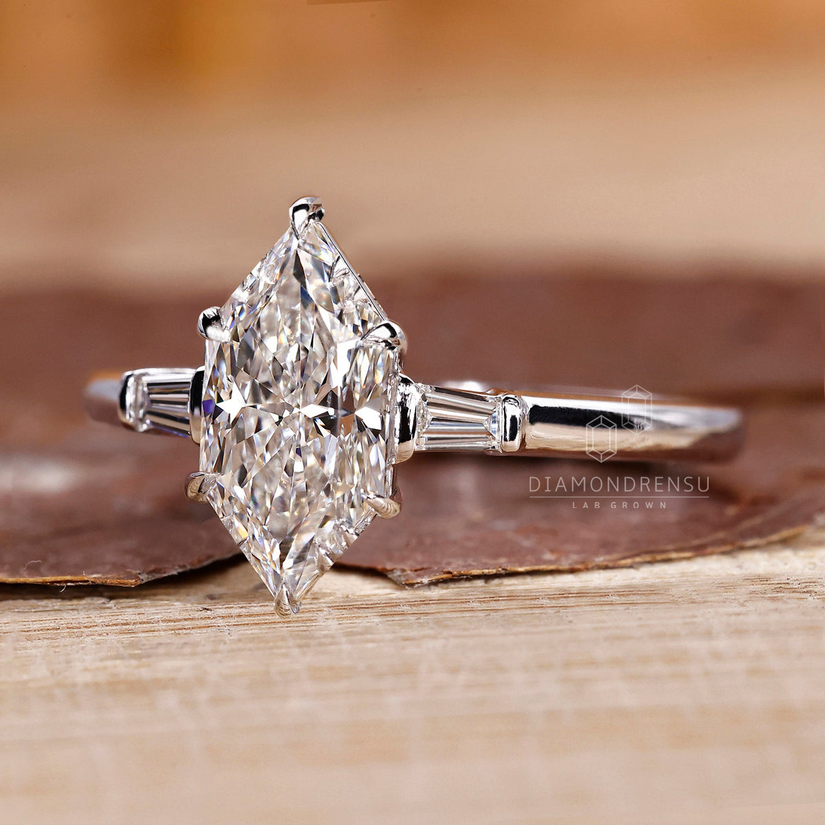 Dutch Marquise Diamond Ring in Three Stone Style