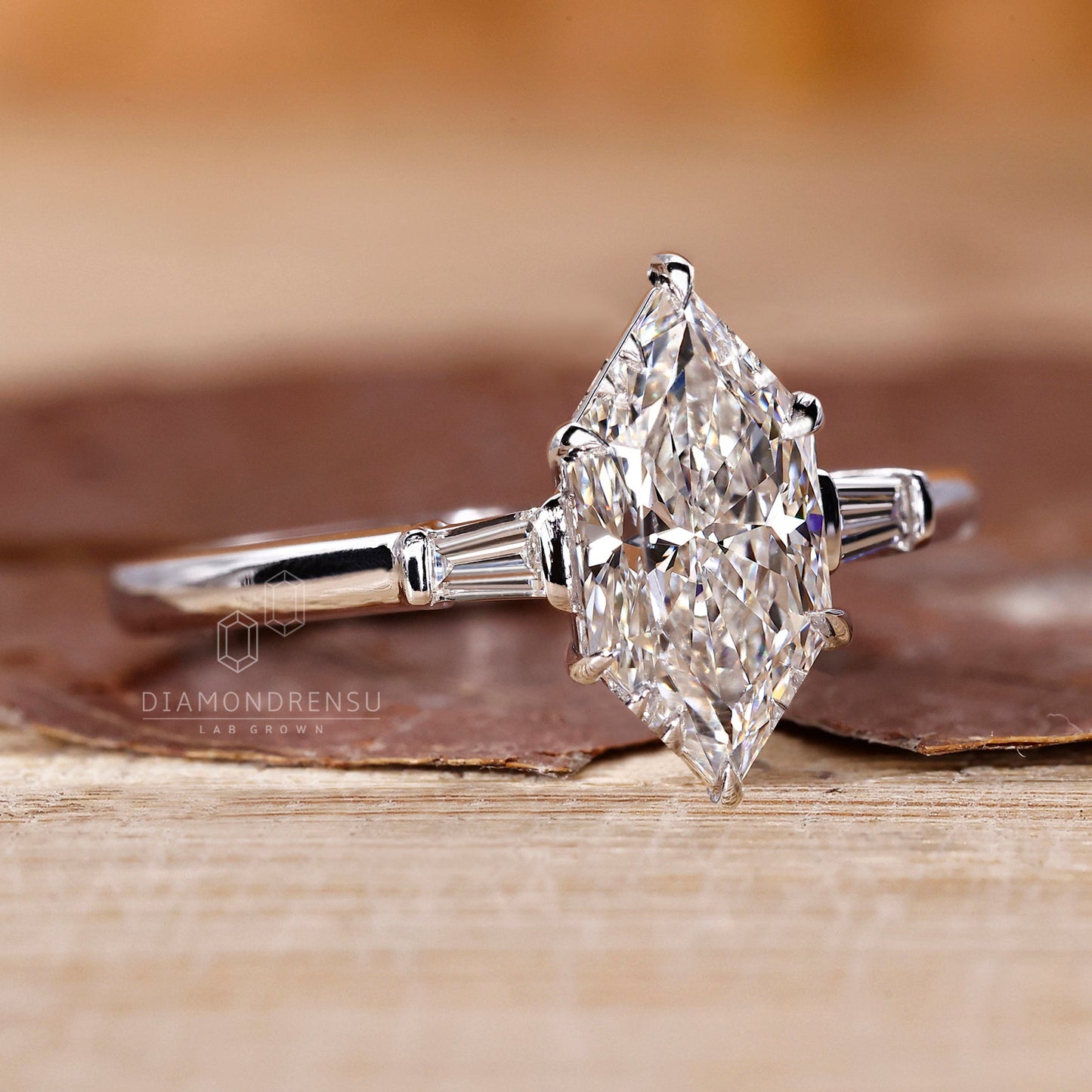 Dutch Marquise Diamond Ring in Three Stone Style