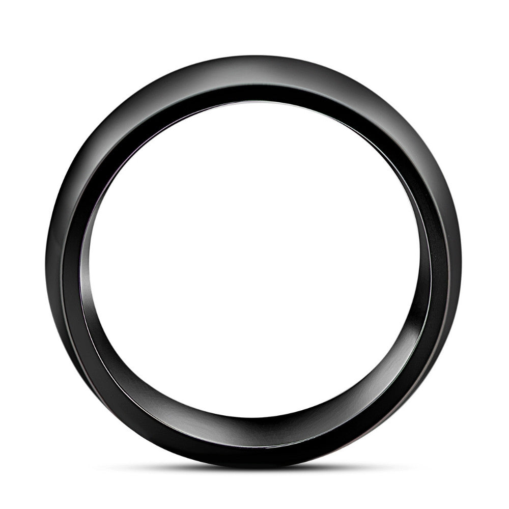 Men's Black Polished Bright Tungsten Ring Ring 7mm Comfort Fit Wedding Band
