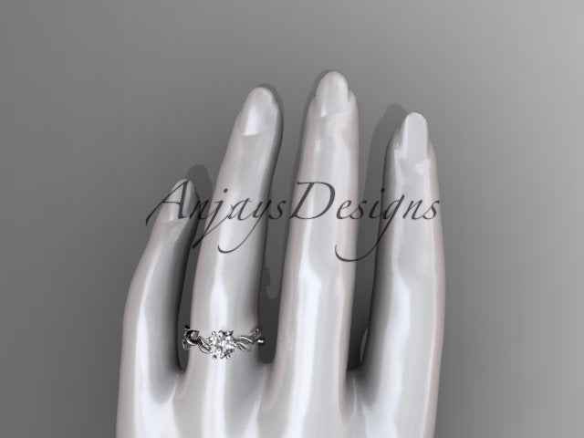 1 Carat Round Lab Grown Diamond Leaf and Vine Engagement Ring Unique Nature Inspired Diamond Ring