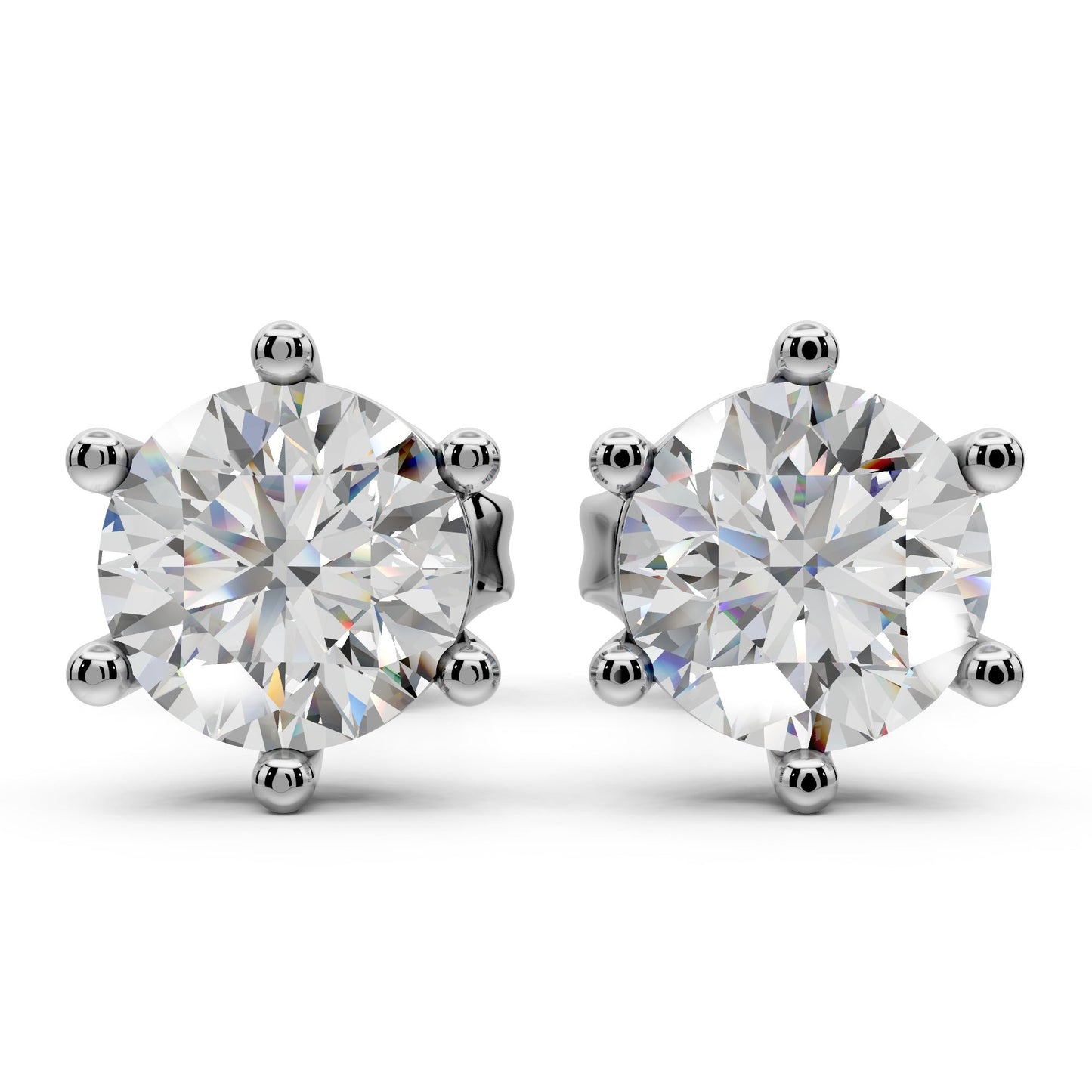 Lab Grown Diamond Stud Earrings 14k Solid Gold 6 Prong Diamond Earrings Women VS1 Clarity IGI Certified