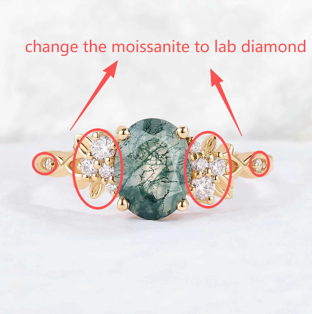 Custom Moss Agate Ring with Lab Diamonds Side Stones for Clayton Groth