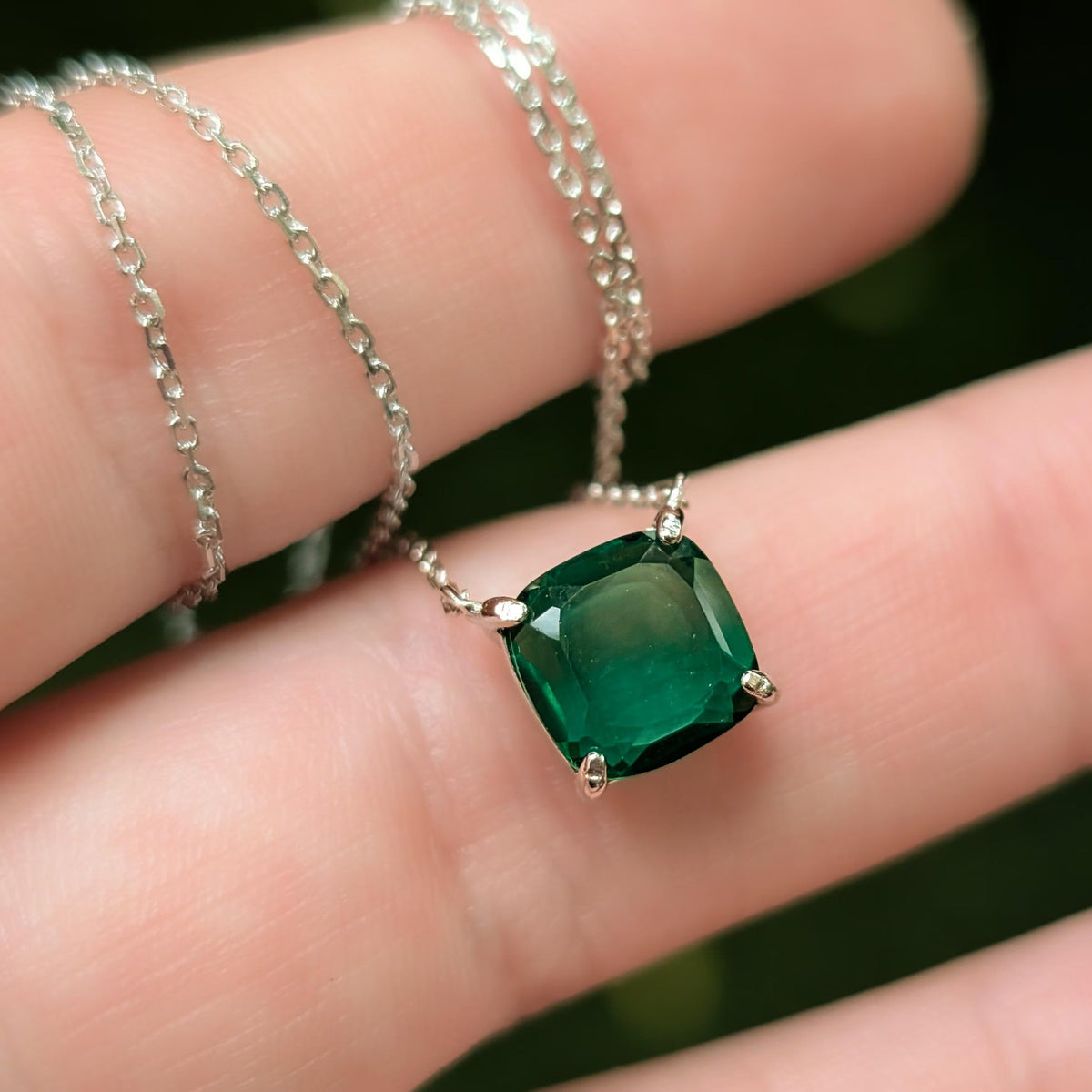The Ashlynn - Lab Emerald Necklace