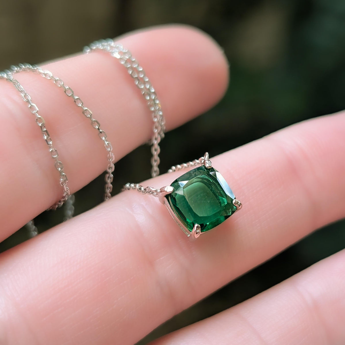 The Ashlynn - Lab Emerald Necklace