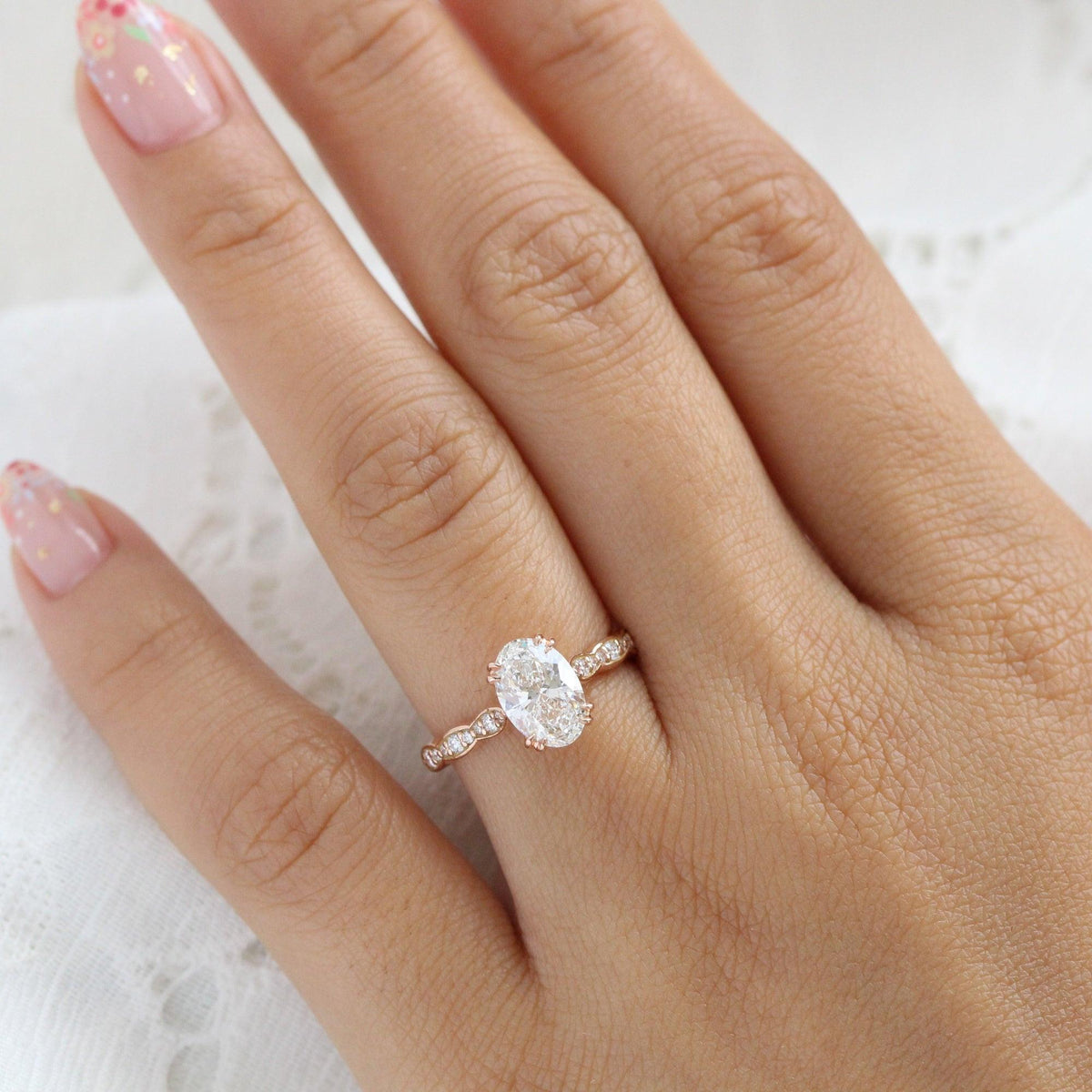 Grace’s Scallop | 1.5CT Oval Lab Diamond Solitaire Engagement Ring
