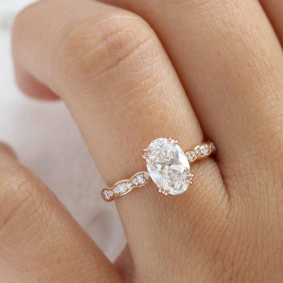 Grace’s Scallop | 1.5CT Oval Lab Diamond Solitaire Engagement Ring