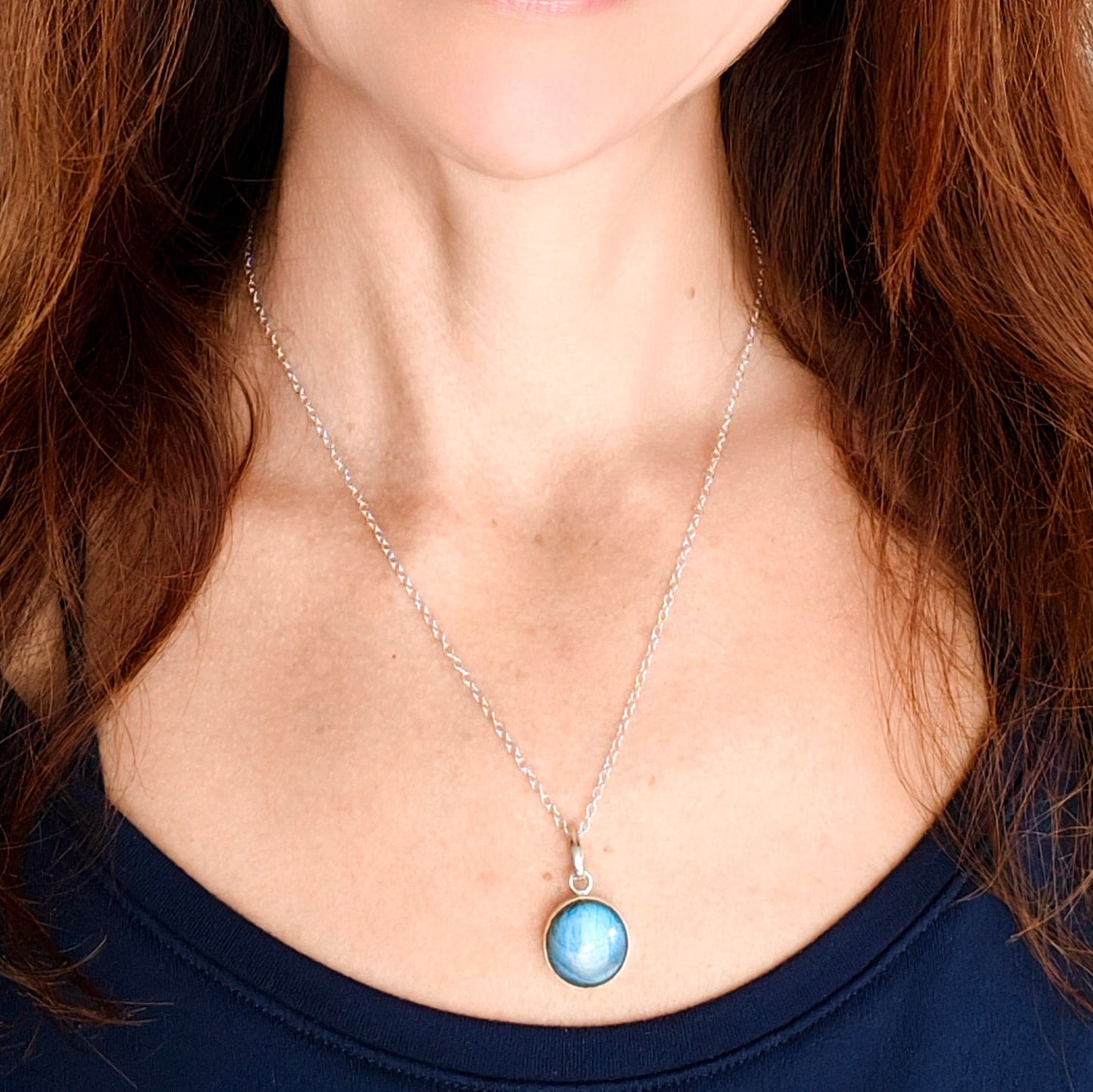 Labradorite Pendants in Sterling Silver | 15mm length | Blue Gemstone