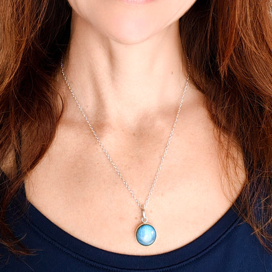Labradorite Pendants in Sterling Silver | 15mm length | Blue Gemstone