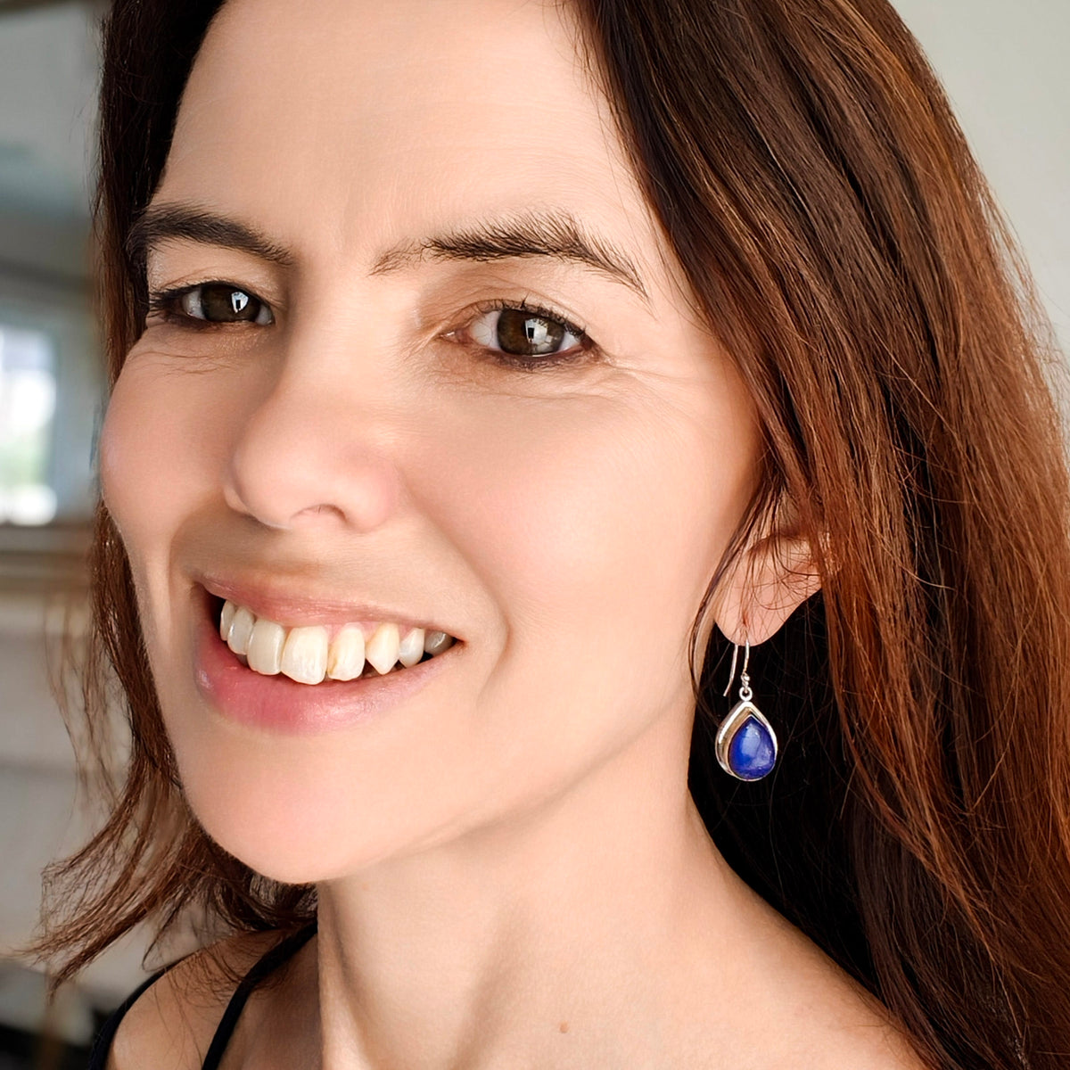 Lapis Lazuli Earrings | 15mm Teardrop | September Birthstone | Sterling Silver