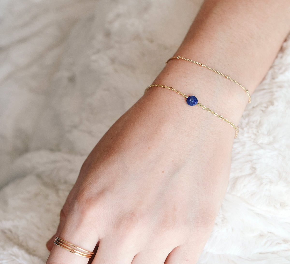 Small Lapis Lazuli Coin Bracelet