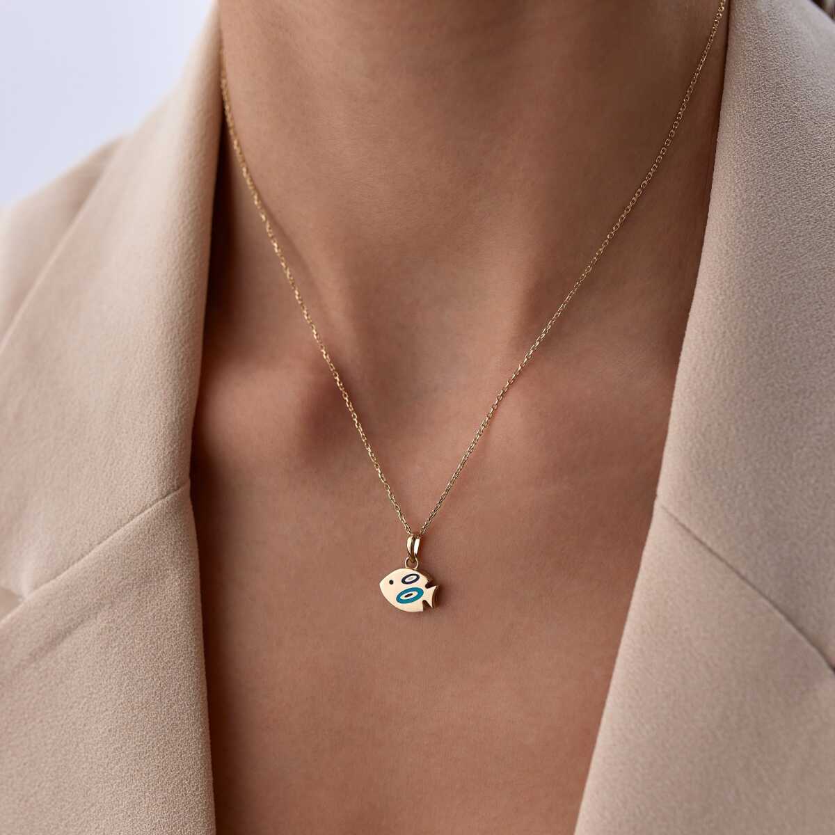 14k Gold Large Fish Necklace