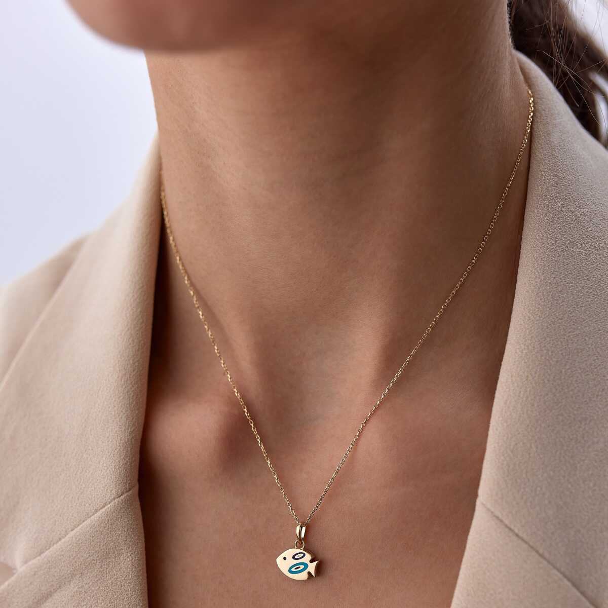 14k Gold Large Fish Necklace