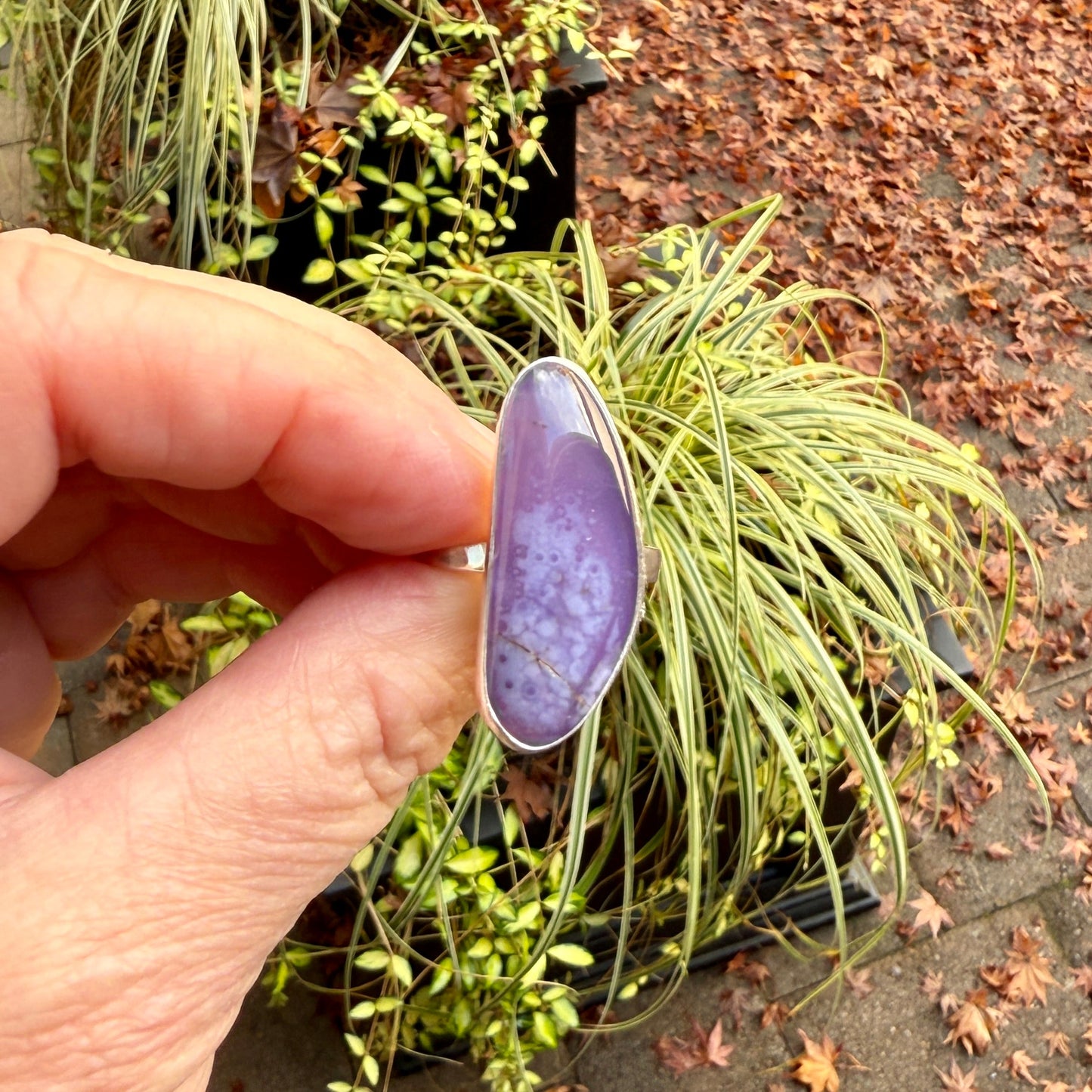 Oregon Holley Blue Agate Statement Ring Size 11 | PNW Gemstone | Handmade Sterling Silver