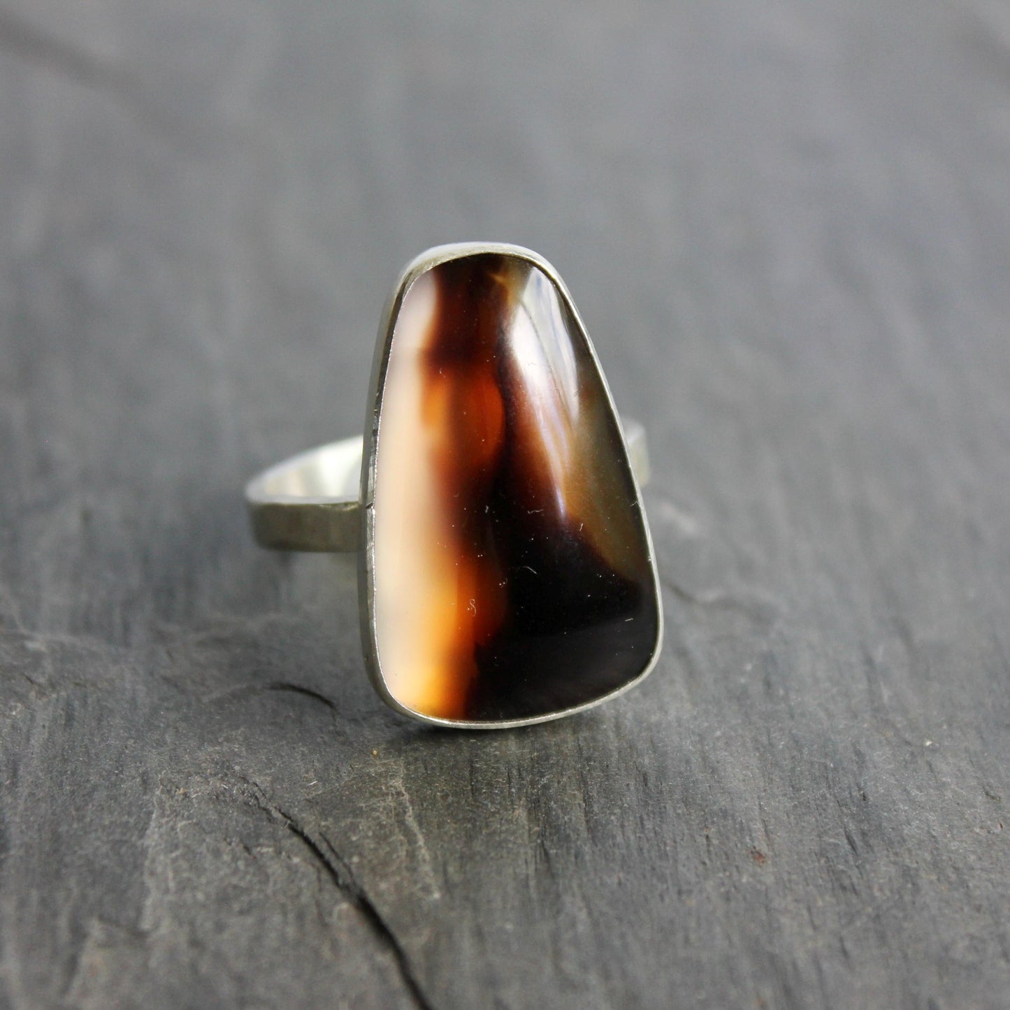 Montana Agate Statement Ring Size 13 | PNW Gemstone | Handmade Sterling Silver