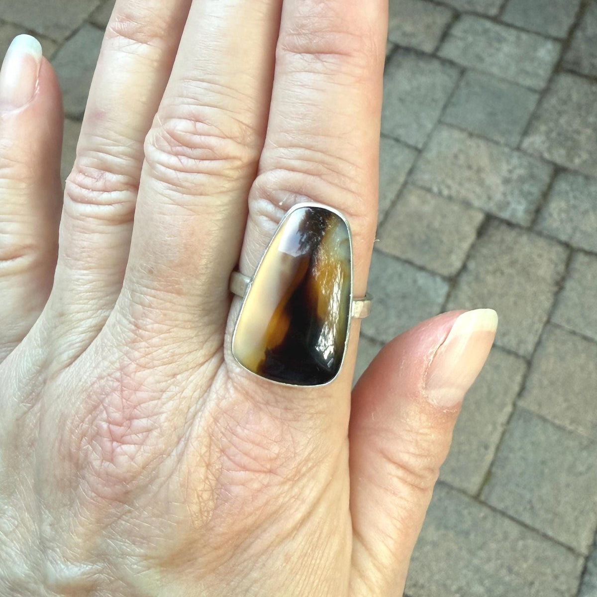 Montana Agate Statement Ring Size 13 | PNW Gemstone | Handmade Sterling Silver