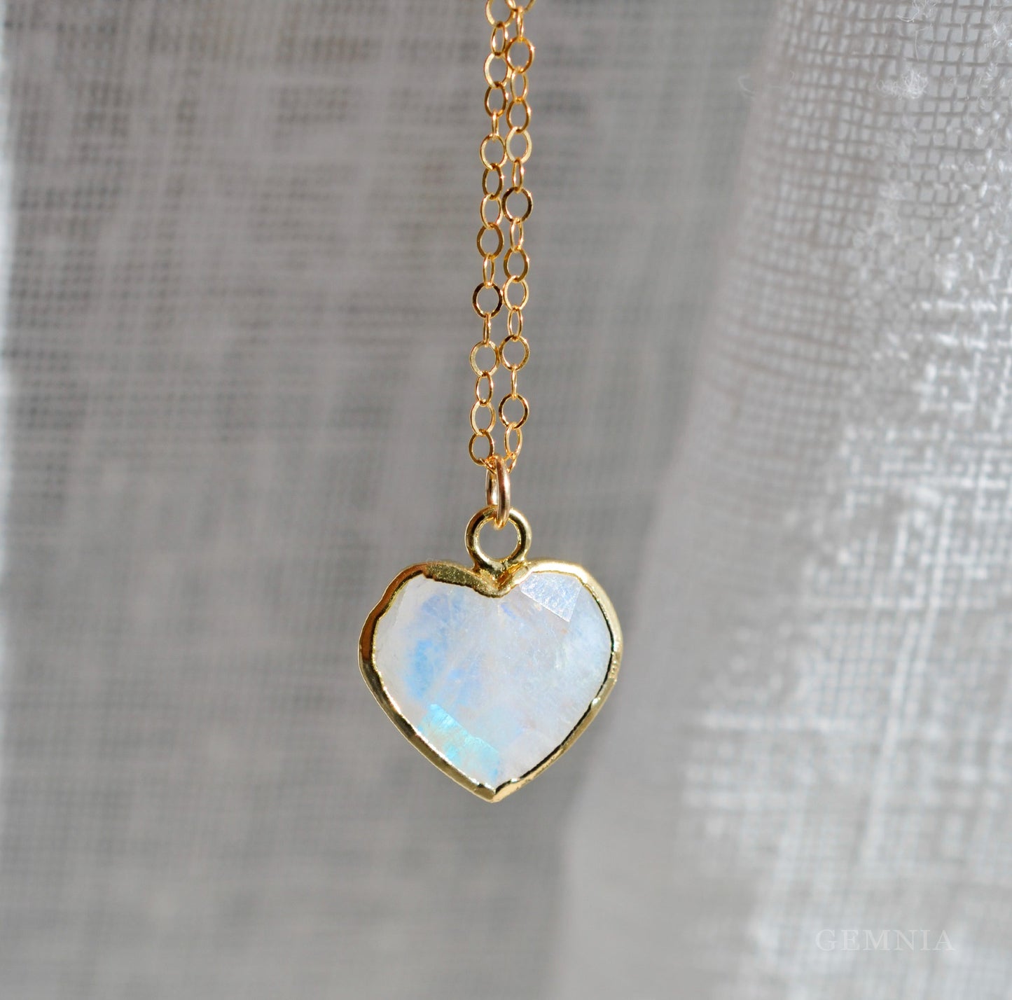 Heart Pendant: Rainbow Moonstone