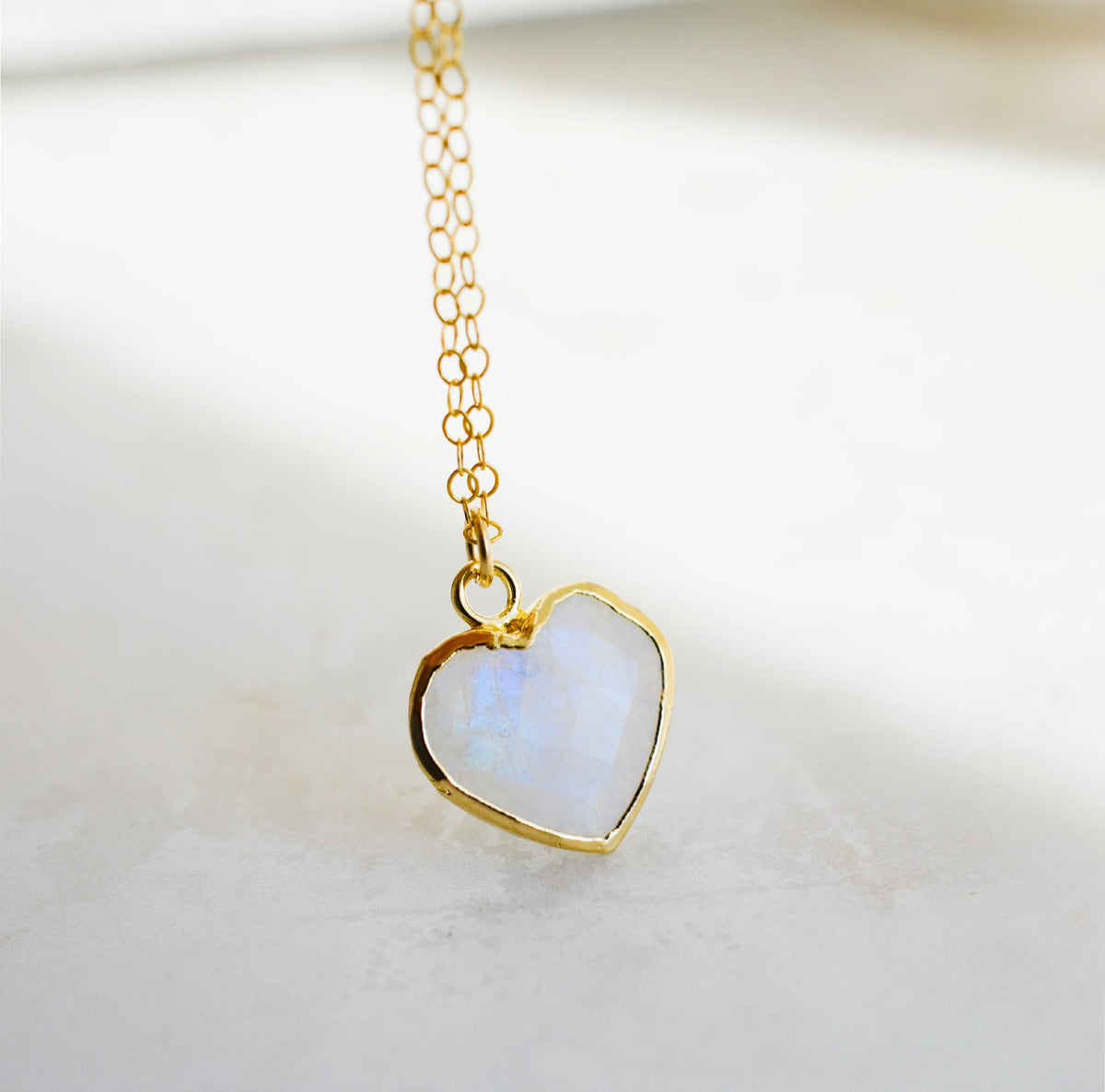 Heart Pendant: Rainbow Moonstone