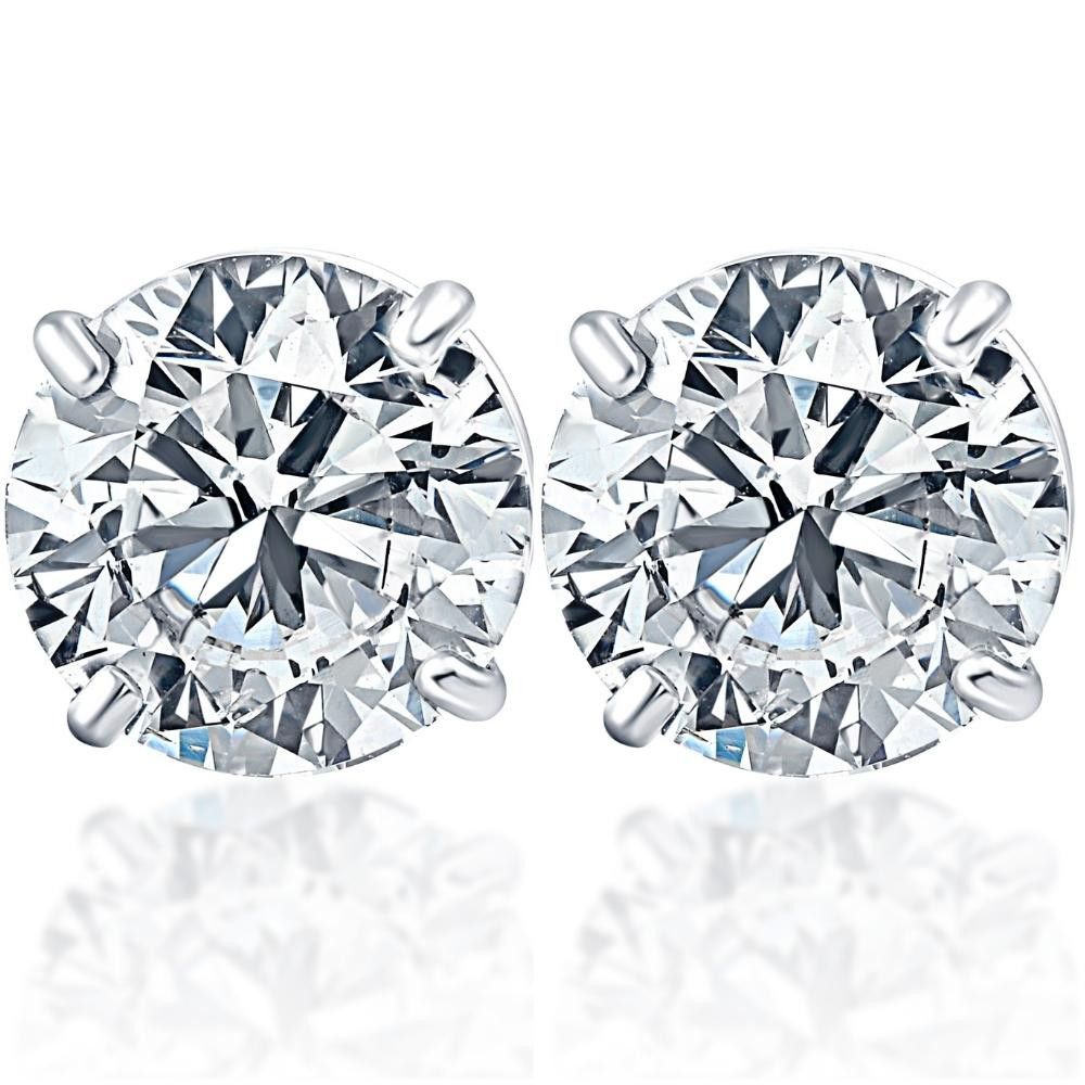 Certified 1.10Ct TW 14K White Gold Diamond Stud Earrings